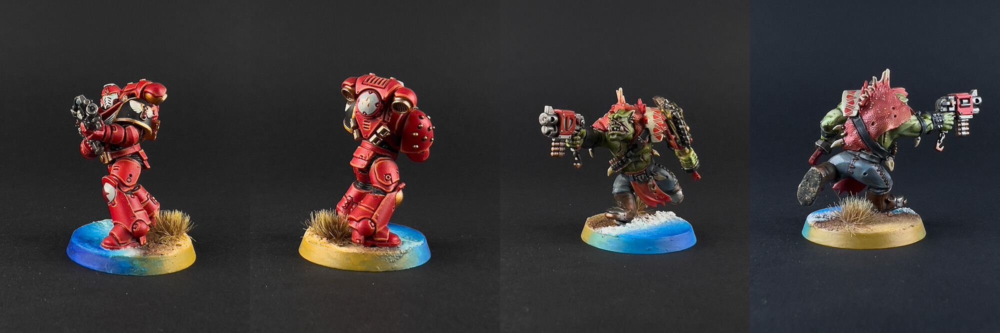photos of a hand painted miniatures from my friend Mel, a Blood Angel Intercessor and a Beast Snagga Boy